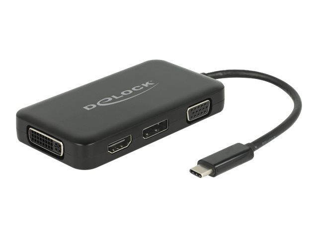 Delock Adapter USB Type-C Stecker > VGA / HDMI /DVI/ DisplayPort Buchse schwarz Delock Adapter USB Type-C Stecker > VGA / HDMI /DVI/ DisplayPort Buchse schwarz