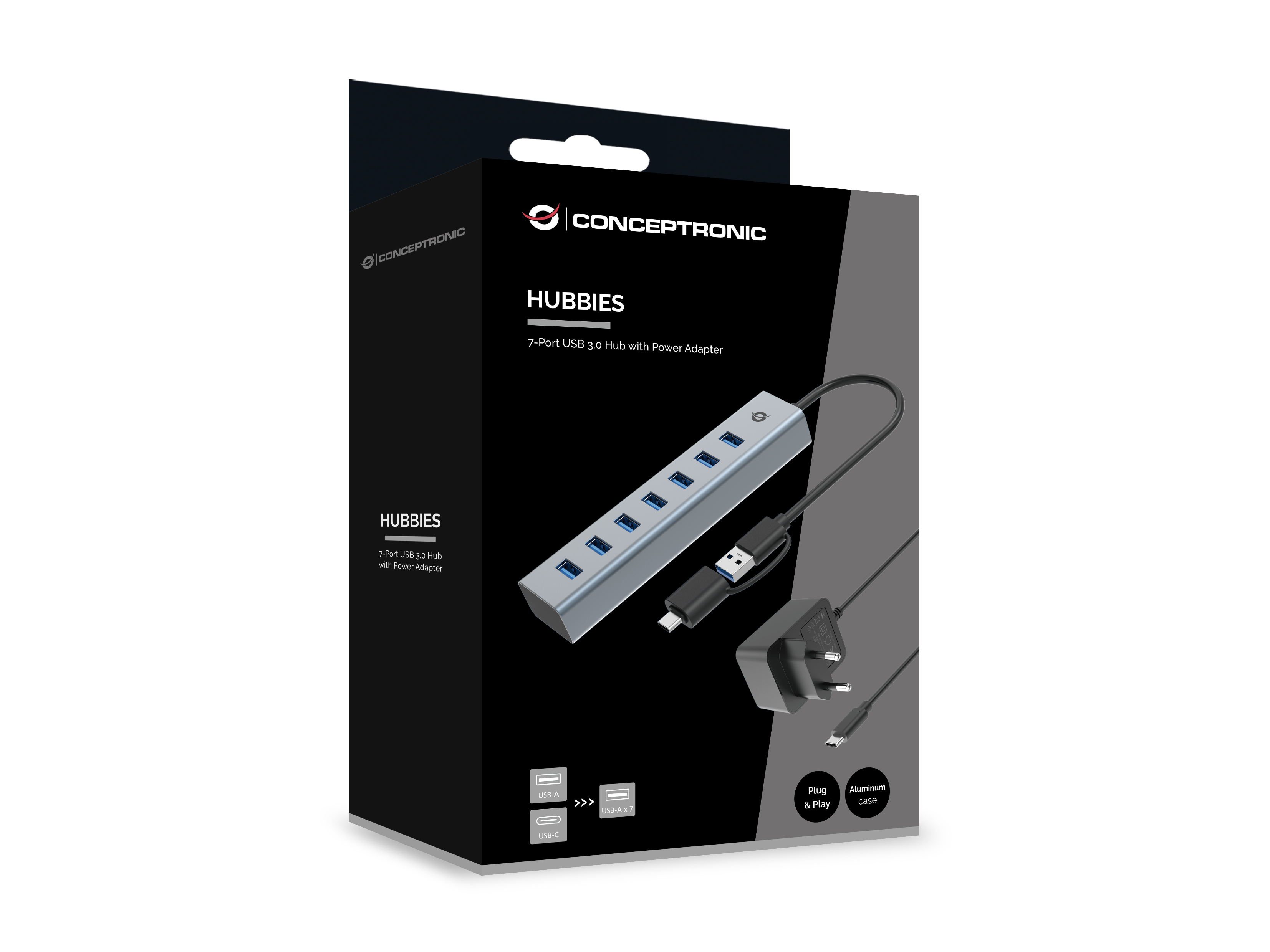 CONCEPTRONIC 7Port Hub USBA30C Adap7xA30 mNetz gr