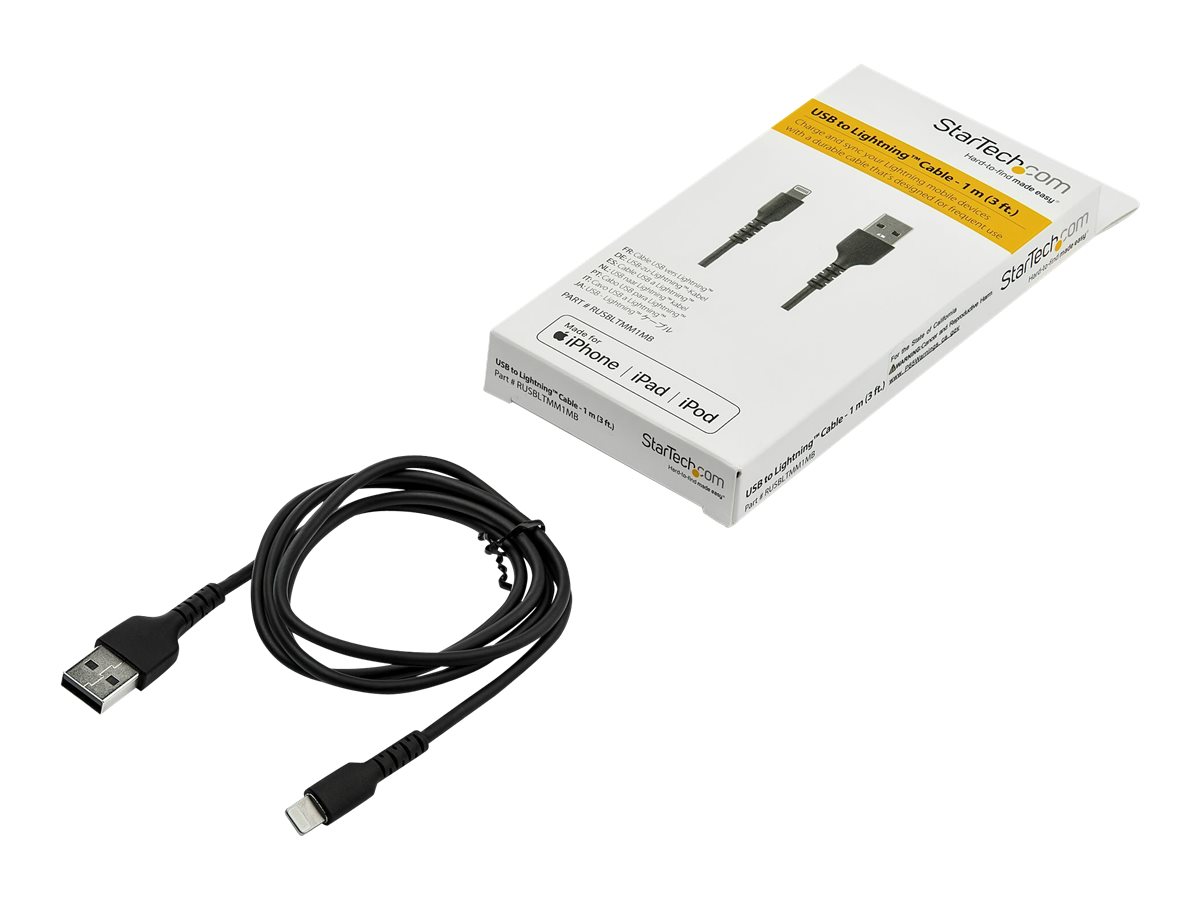 STARTECH.COM USB auf Lightning Kabel - 1m - MFi zertifiziertes Lightning Kabel - robust und strapazierfähig - schwarz STARTECH.COM USB auf Lightning Kabel - 1m - MFi zertifiziertes Lightning Kabel - robust und strapazierfähig - schwarz