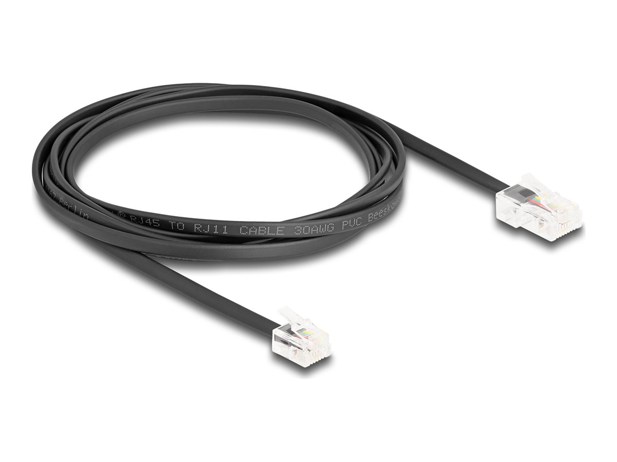 Delock Telefonkabel RJ45 Stecker zu RJ11 Stecker 2m Schwarz