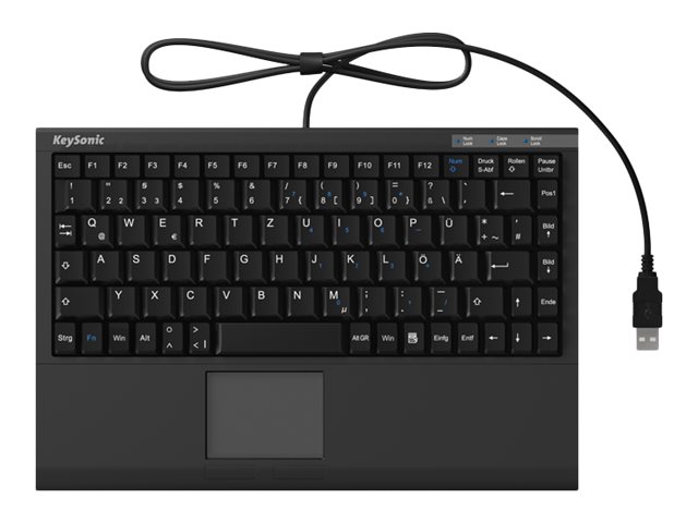 KEYSONIC ACK-540U+ Mini-Tastatur schwarz flacher Bauform Touchpad SoftTouch Funktionstasten USB Plug und Play (UK) KEYSONIC ACK-540U+ Mini-Tastatur schwarz flacher Bauform Touchpad SoftTouch Funktionstasten USB Plug und Play (UK)