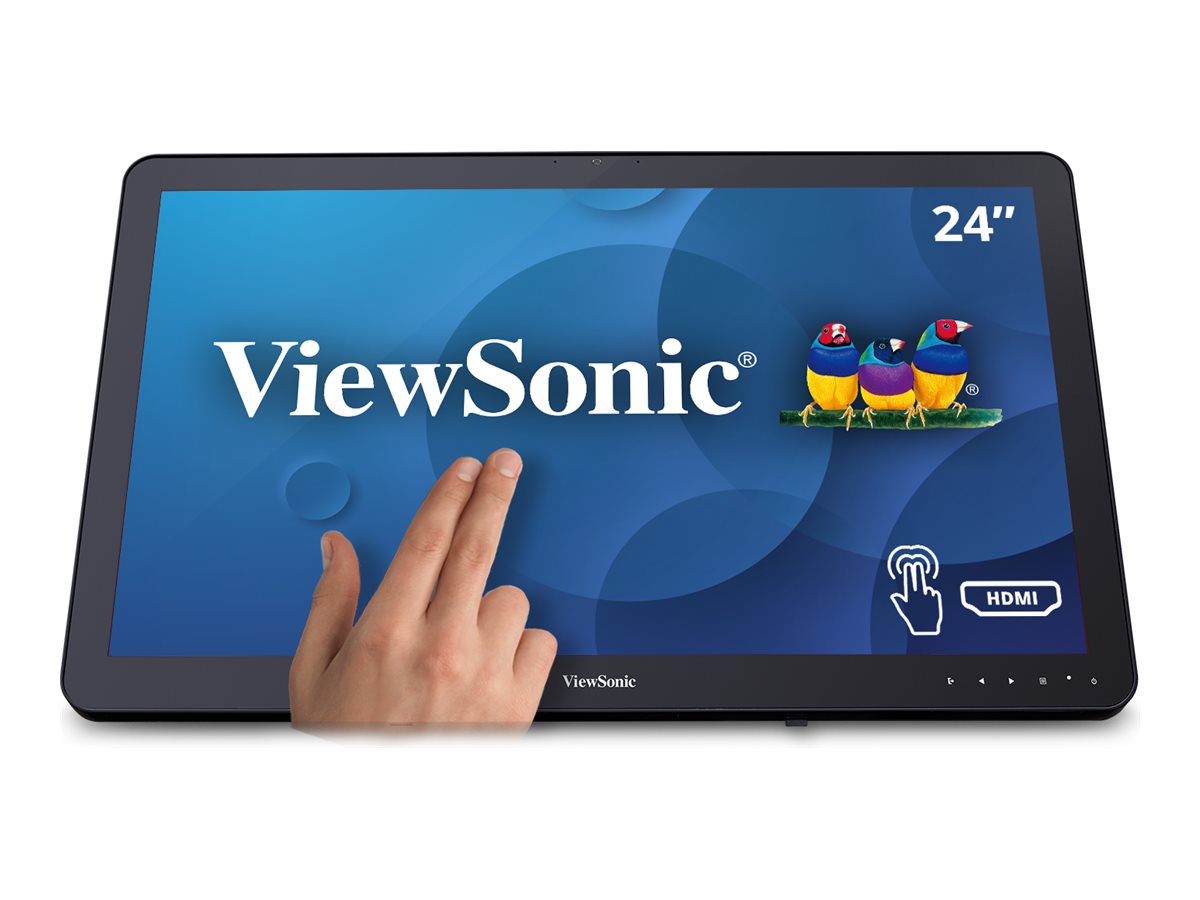 VIEWSONIC TD2430 60cm 24Zoll FHD 1920x1080 VA 10-Punkt Multitouch 200 nits VGA HDMI DisplayPort 2xUSB speakers bookstand style