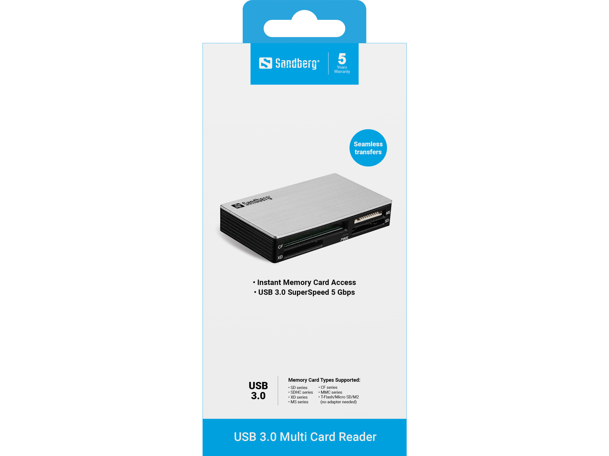 SANDBERG USB 30 Multi Card Reader SD XD MS CF MMC TFlash Micro SD M2 50 cm USB 30 Kabel im Lieferumfang