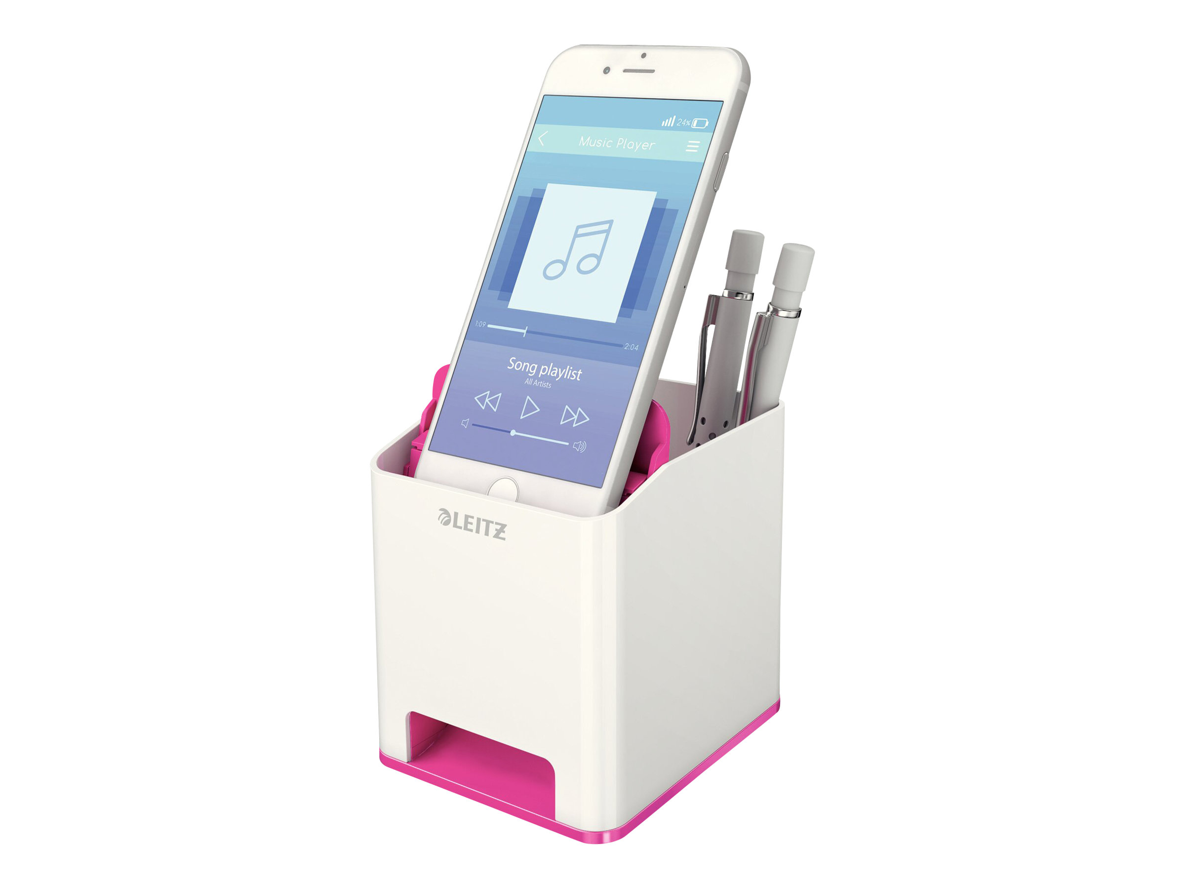 LEITZ Stiftehalter WOW Duo Colour perlweiss/pink Polystyrol 2 Faecher 9,0 x 10,1 x 10,0 cm LEITZ Stiftehalter WOW Duo Colour perlweiss/pink Polystyrol 2 Faecher 9,0 x 10,1 x 10,0 cm