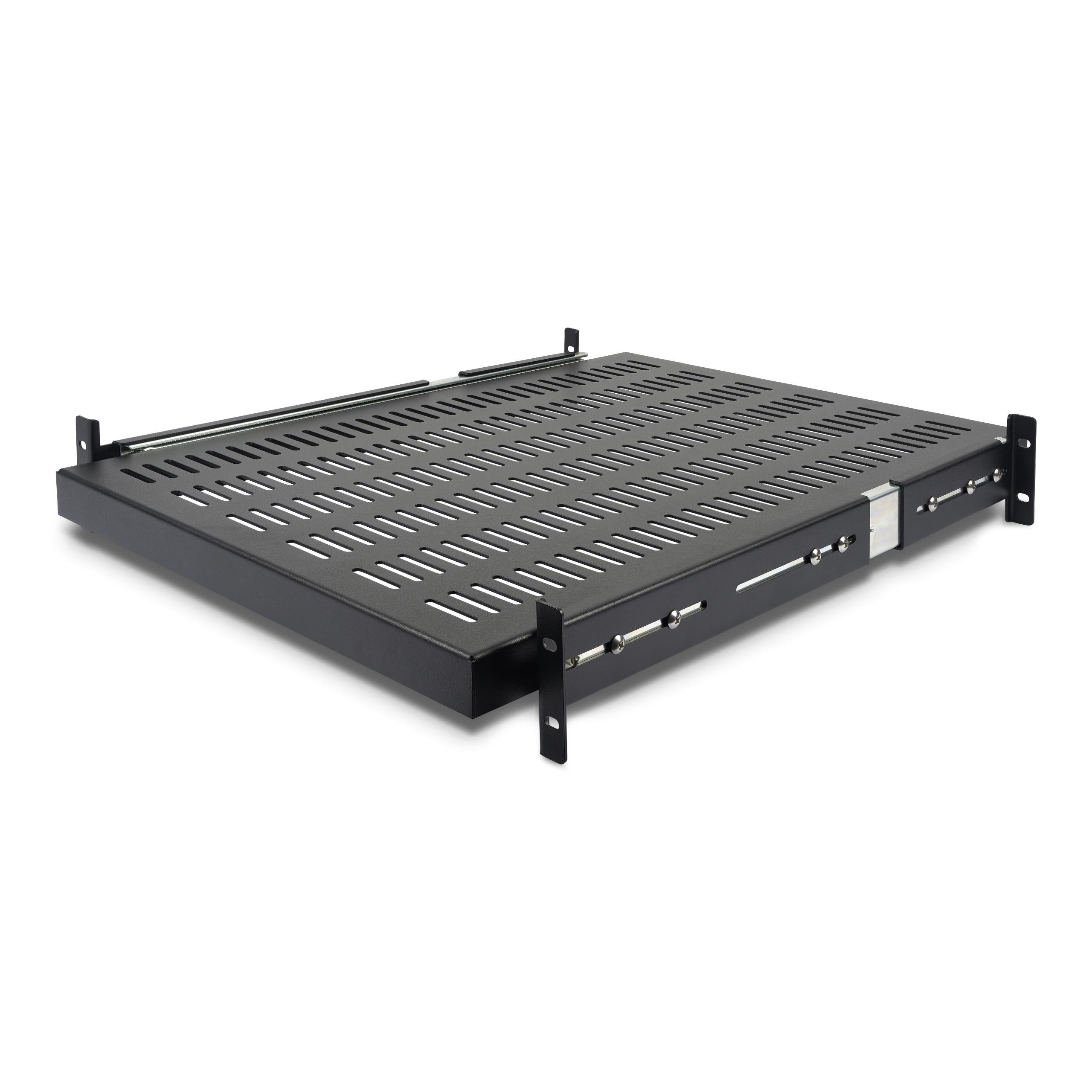 STARTECHCOM 2HE ausziehbarer RackFachboden belUeftet 227kg 19 Zoll Serverschrank RackShelf Schwarz