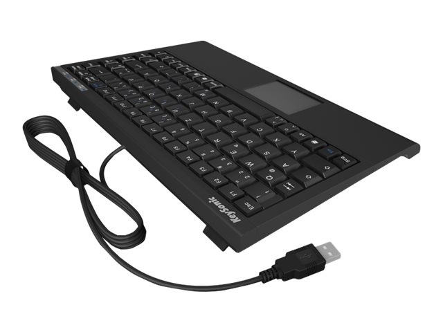KEYSONIC ACK-540U+ Mini-Tastatur schwarz flacher Bauform Touchpad SoftTouch Funktionstasten USB Plug und Play (UK)