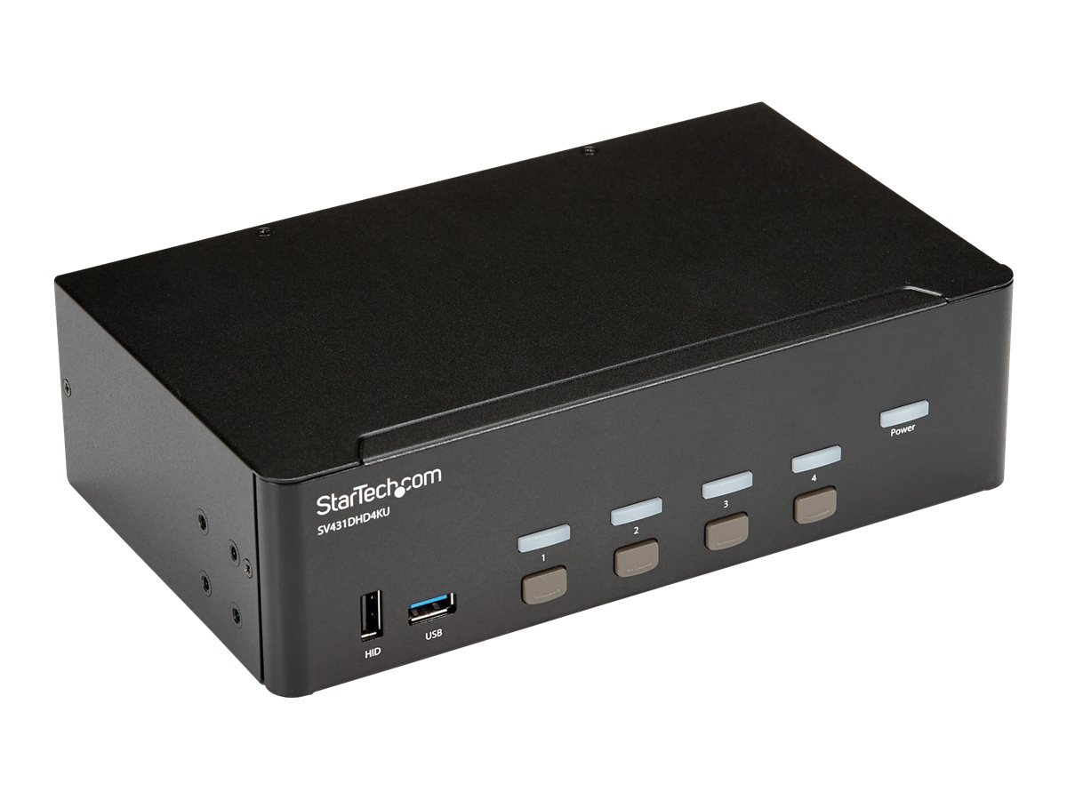 StarTech.com KVM Switch HDMI 4 Port - 4K 30 Hz - KVM Extender für HDMI - KVM HDMI Umschalter - KVM-/Audio-/USB-Switch - 4 Anschlüsse - an Rack montierbar