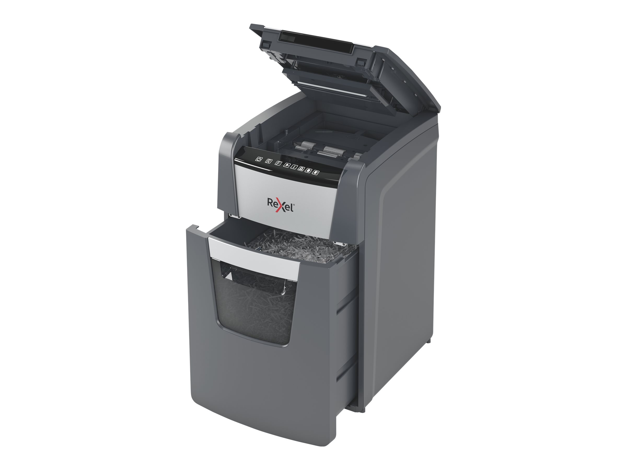 Rexel Optimum AutoFeed+150X Aktenvernichter mit Partikelschnitt P-4, 4 x 28 mm, bis 150 Blatt, schwarz
