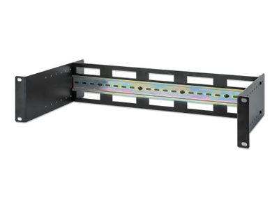 INTELLIENT Tiefenverstellbarer 48,26cm 19Zoll DINHutschienenträger 2HE variable Schienentiefe von 48 bis 174mm Aluminium schwarz