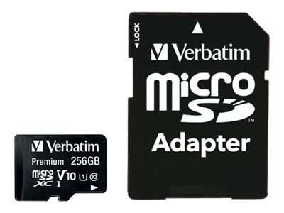 Verbatim microSDXC Speicherkarte 256 GB UHS-I Premium Class 10 + SD Adapter
