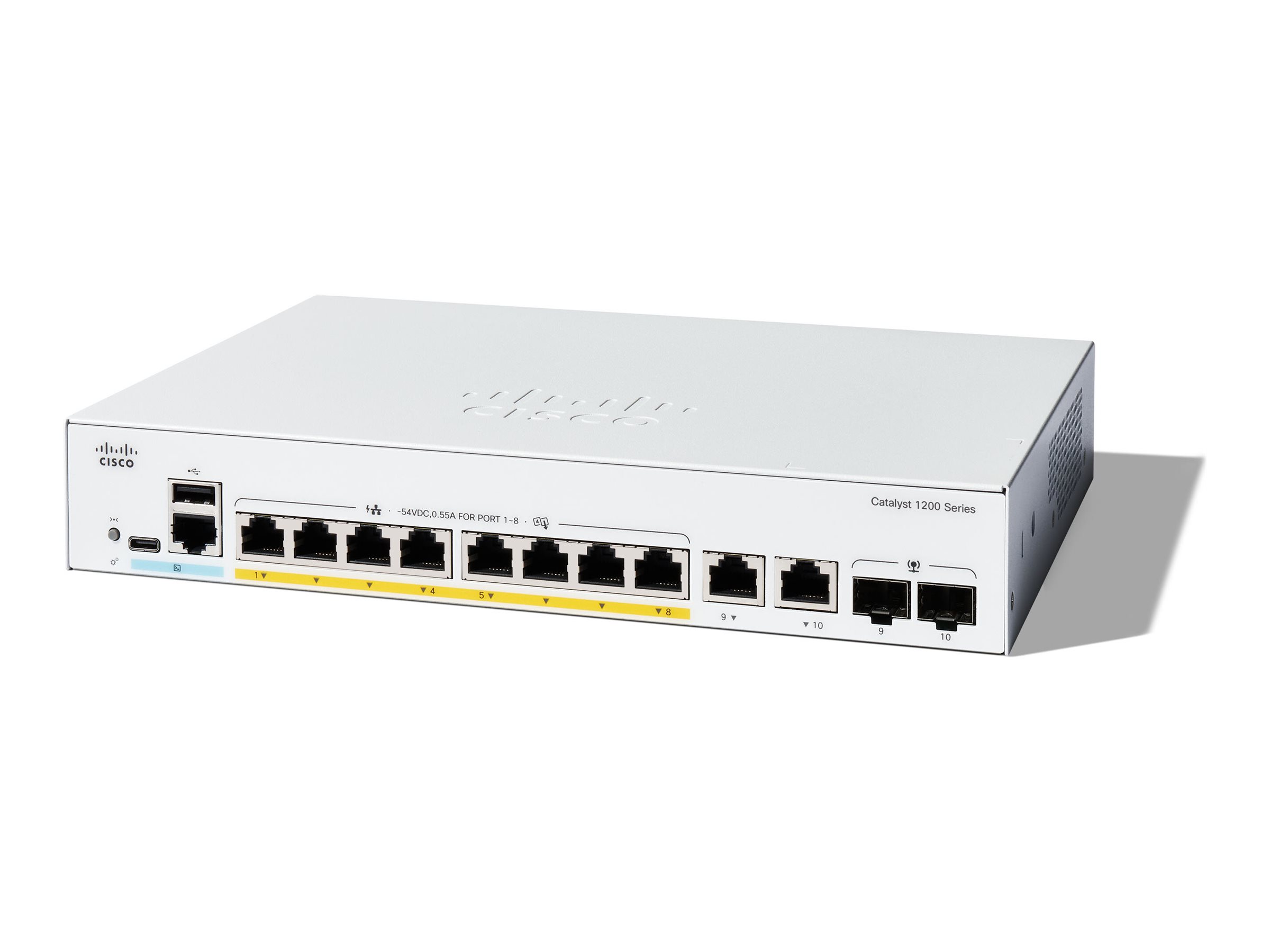 CISCO Catalyst 1200 8-Port Switch / PoE+ with 120W power budget / 2 x 1G SFP Uplinks