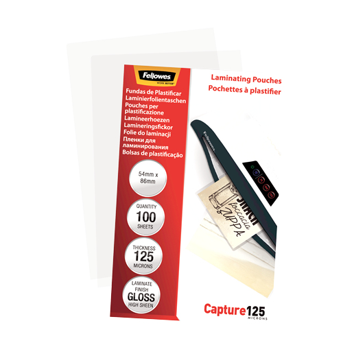 100 Fellowes Capture125 Laminierfolien glaenzend fuer Kreditkartenformat 125 micron