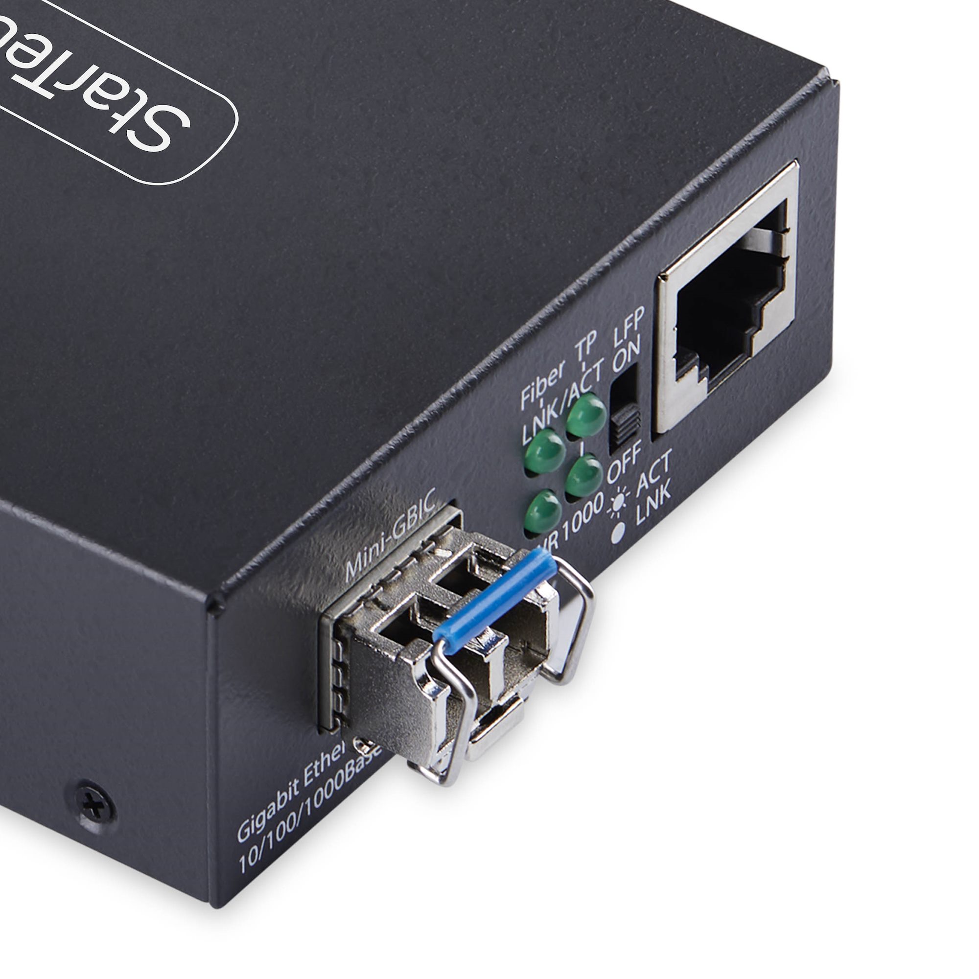 STARTECHCOM Gigabit Singlemode SM LC GlasfaserMedienkonverter 10 100 oder 1000Mbps 20 km RJ45 zu LC Vollmetallgehäuse TAA
