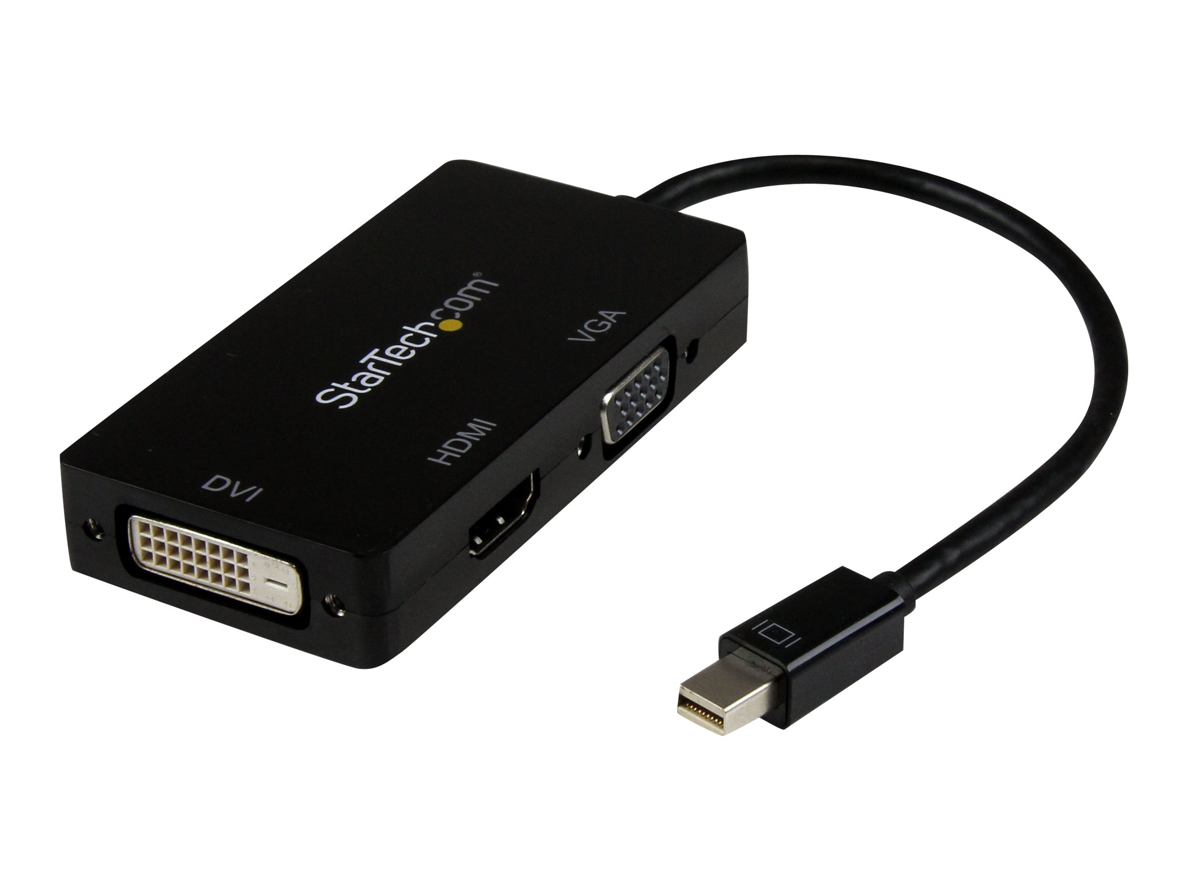 StarTech.com 3 in 1 Mini DisplayPort Adapter - 1080p - Mini DP / Thunderbolt to HDMI / VGA / DVI Splitter for Your Monitor (MDP2VGDVHD) - Videokonverter - Schwarz