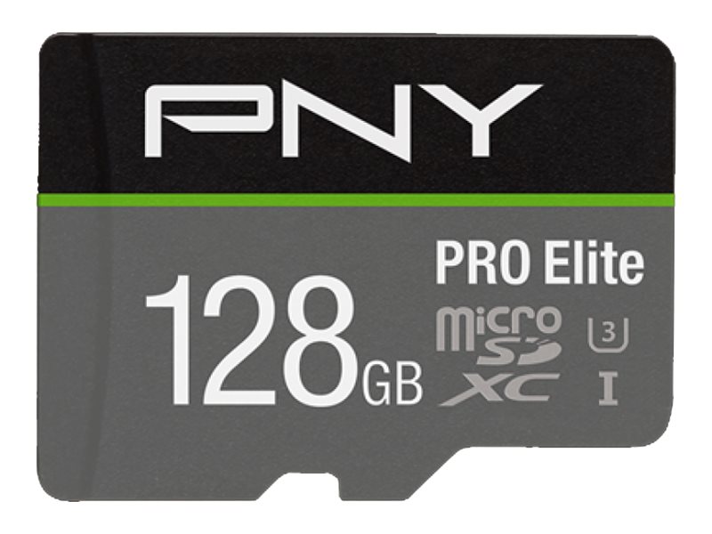 PNY MICROSD Card PRO ELITE 128GB Class 10 XC UHS I U3 A1 V30 SD adapter