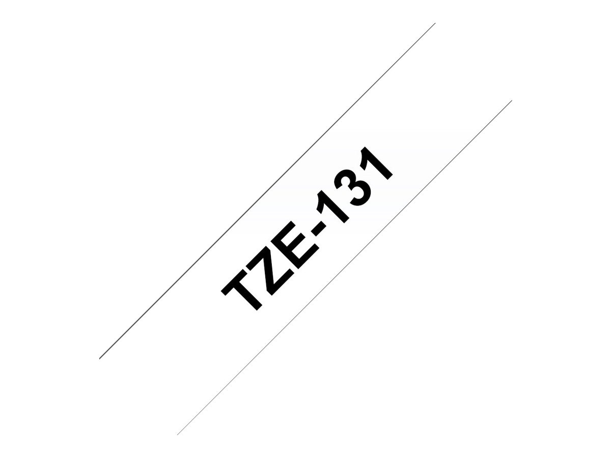 Brother TZe-131 - Standard-Klebstoff - schwarz auf durchsichtig - Rolle (1,2 cm x 8 m)