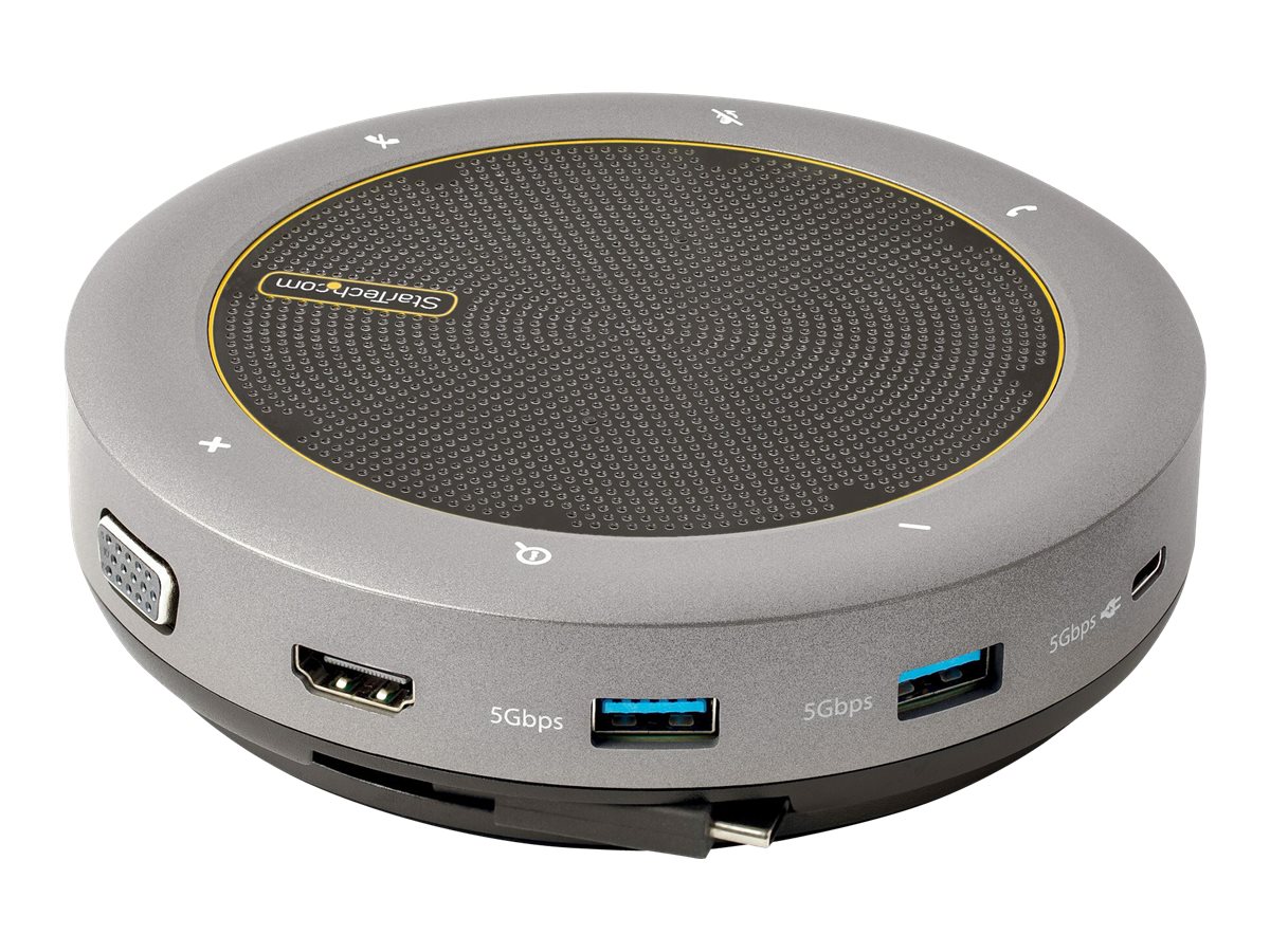 STARTECH.COM USB-C Docking Station mit Freisprecheinrichtung Mini Konferenzlautsprecher/Audio Dock HDMI 4k/VGA 2x USB-A Teams