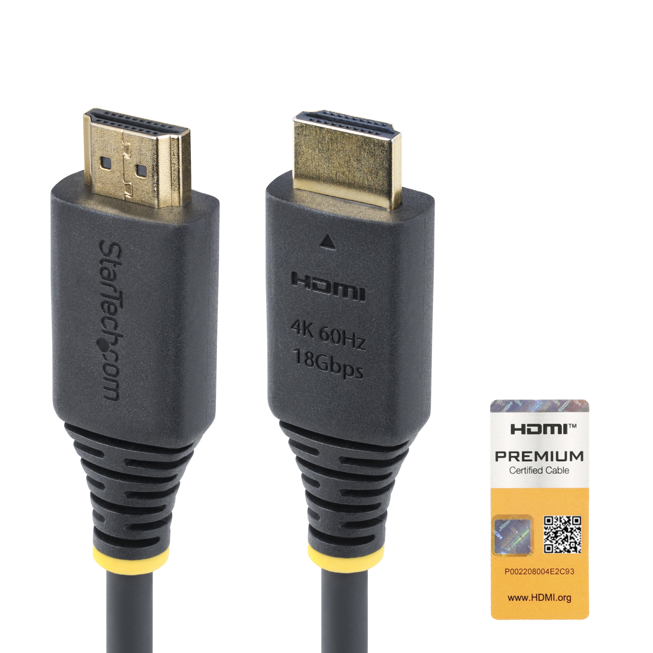 STARTECHCOM 50cm Premium Zertifiziertes High Speed HDMI Kabel 4K 60Hz1440p 144Hz 18Gbps Kurzes UHD HDMI 20 Arc Kabel
