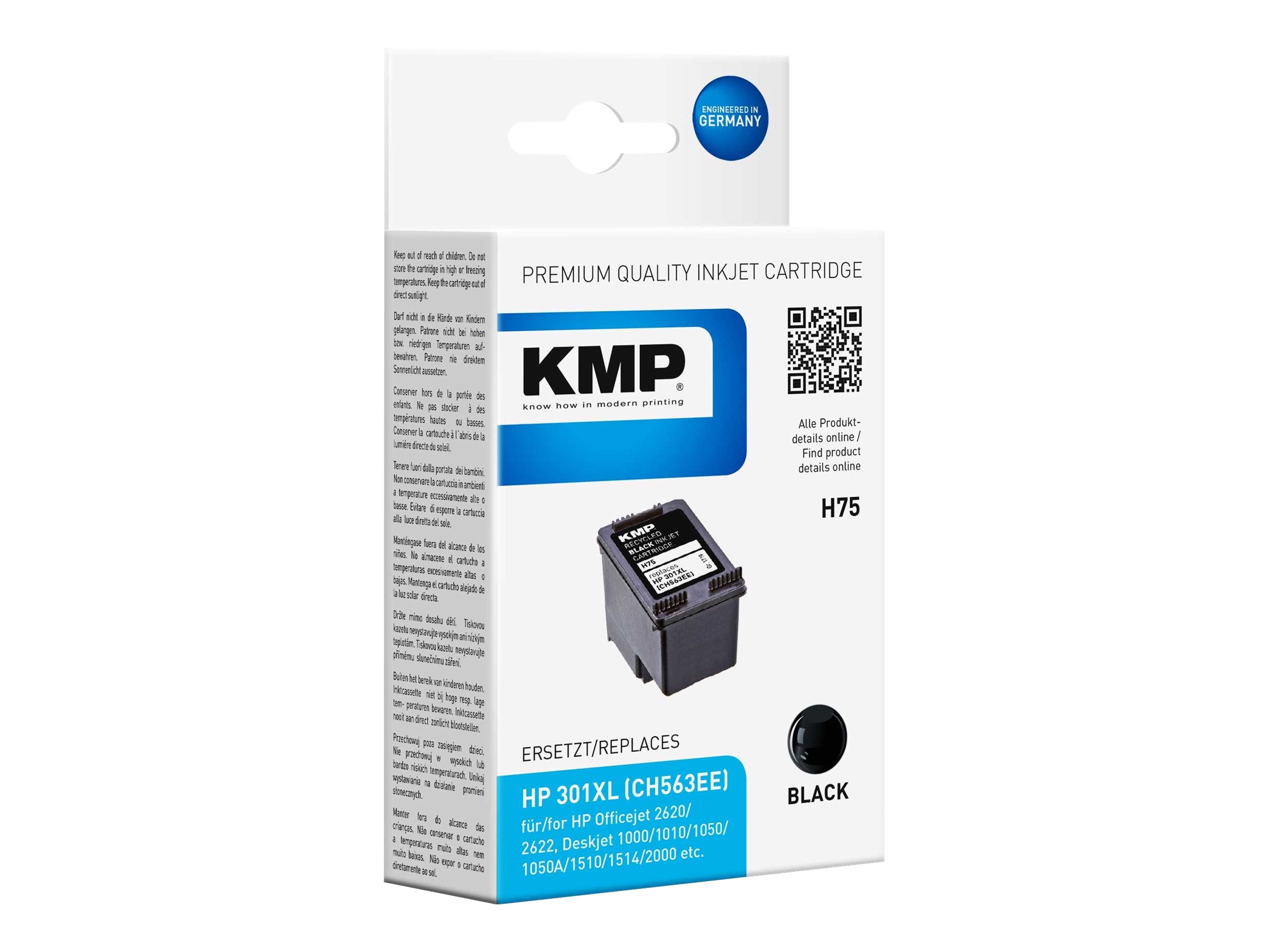 KMP H75 schwarz Druckerpatrone kompatibel zu HP 301XL (CH563EE) KMP H75 schwarz Druckerpatrone kompatibel zu HP 301XL (CH563EE)