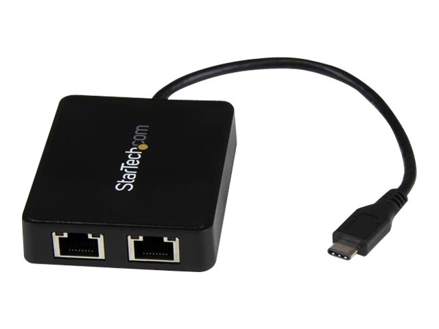 StarTech.com USB-C auf Dual-Gigabit Ethernet Adapter mit USB (Typ-A) Anschluss - USB Type-C Gigabit Netzwerk Adapter - Netzwerkadapter