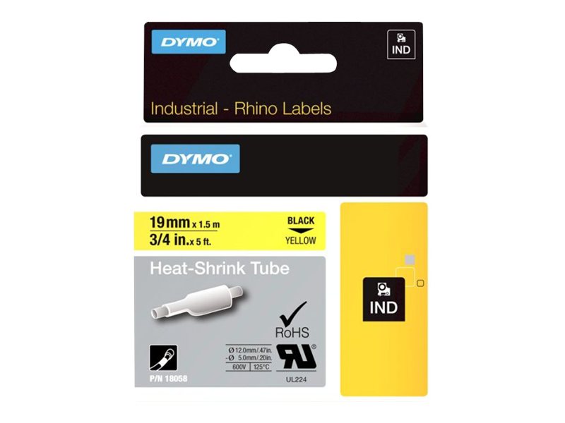 DYMO Schrumpfschlauch RHINO  18058, 19 mm schwarz auf gold