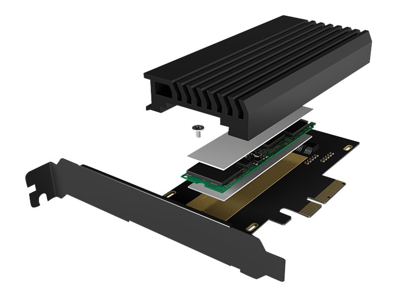 ICY BOX PCIe-Karte M.2 NVMe IB-PCI214M2-HSL unterstuetzt 1x M.2SSD zu PCIe x4 NVMe Host M.2 22 x 30/42/60/80 mm bis 32 Gbit/s